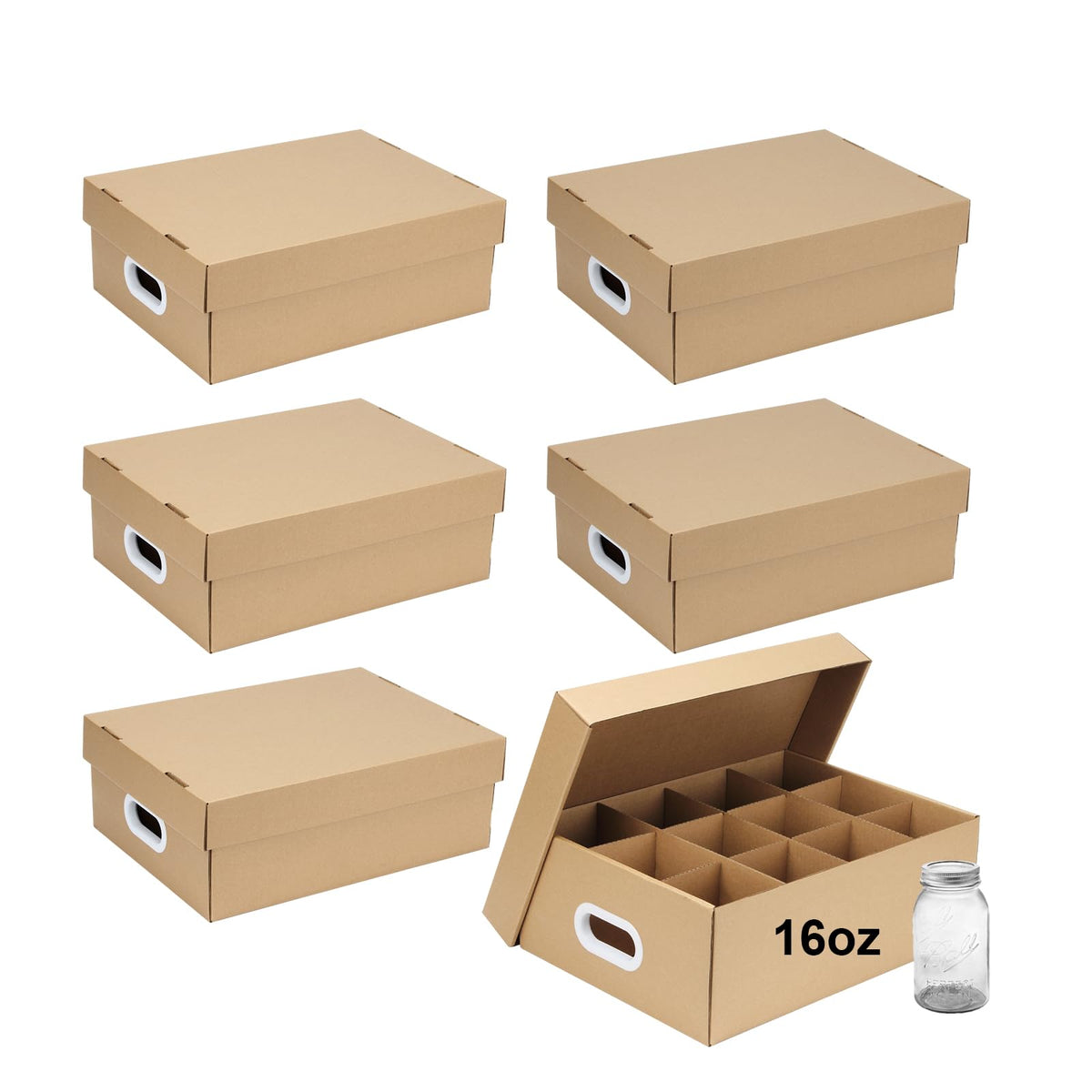 DIICCYO mason jar storage box side view with handle for easy transport and organization.