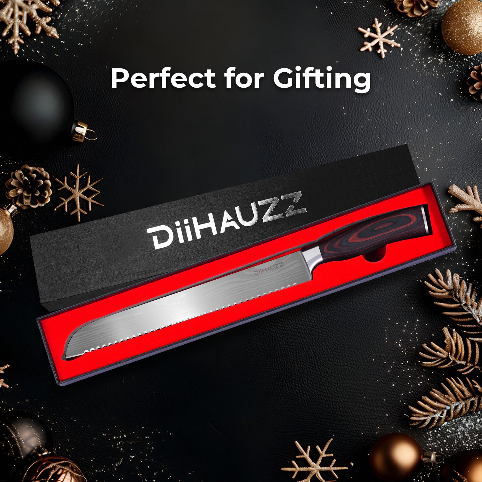 DiiHAUZZ bread knife presented in a gift box.