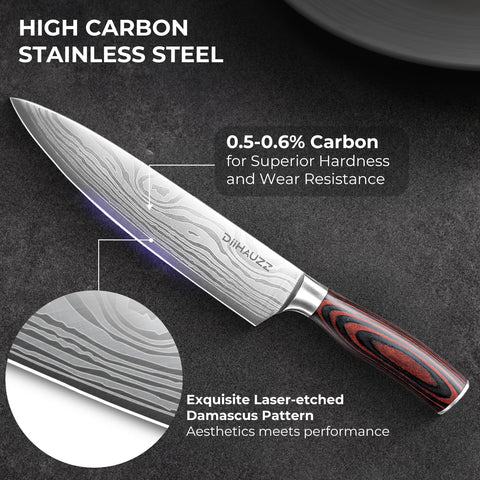 DiiHAUZZ forged blade with 59±2 HRC for durability.