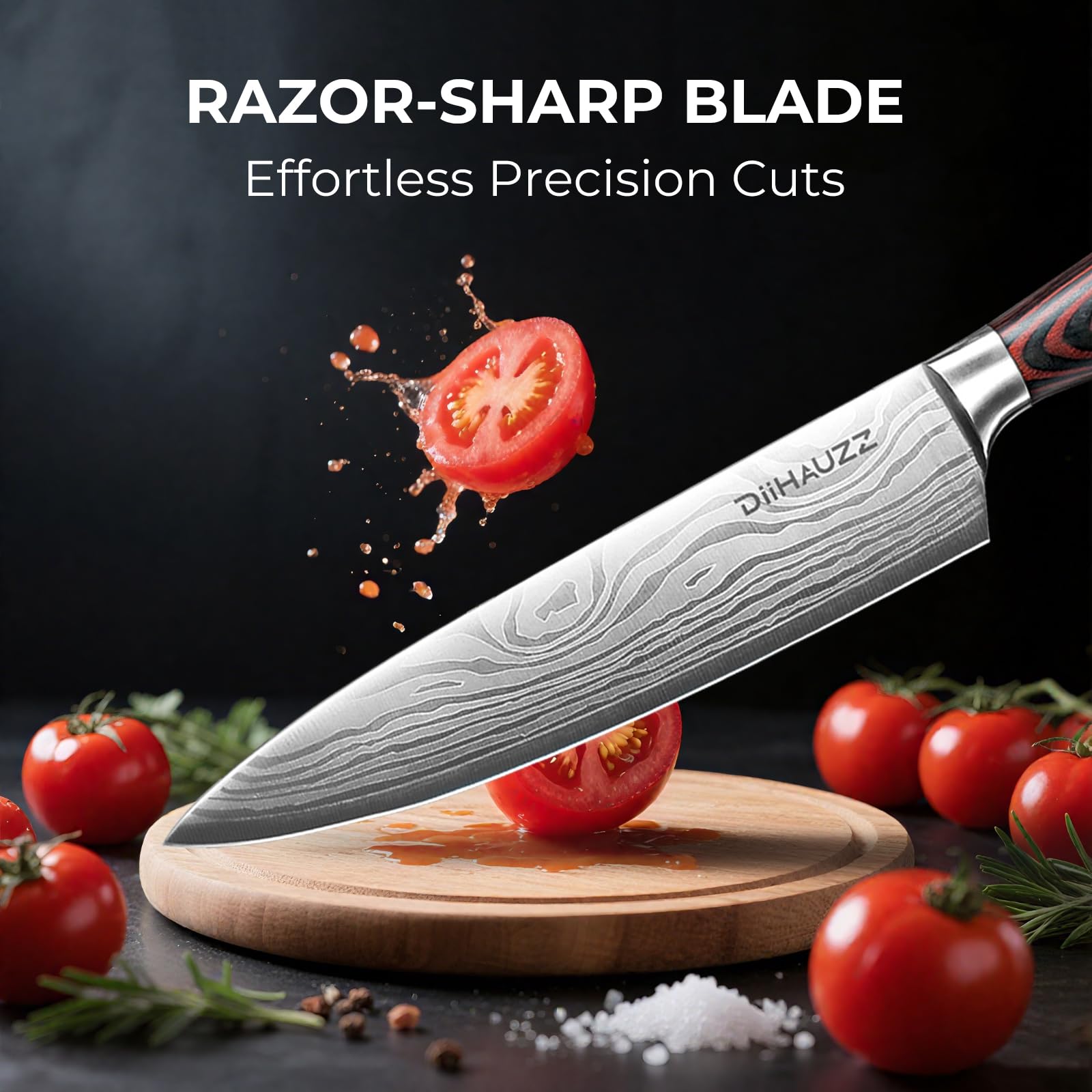 DiiHAUZZ knife with sheath for safe storage and transport.