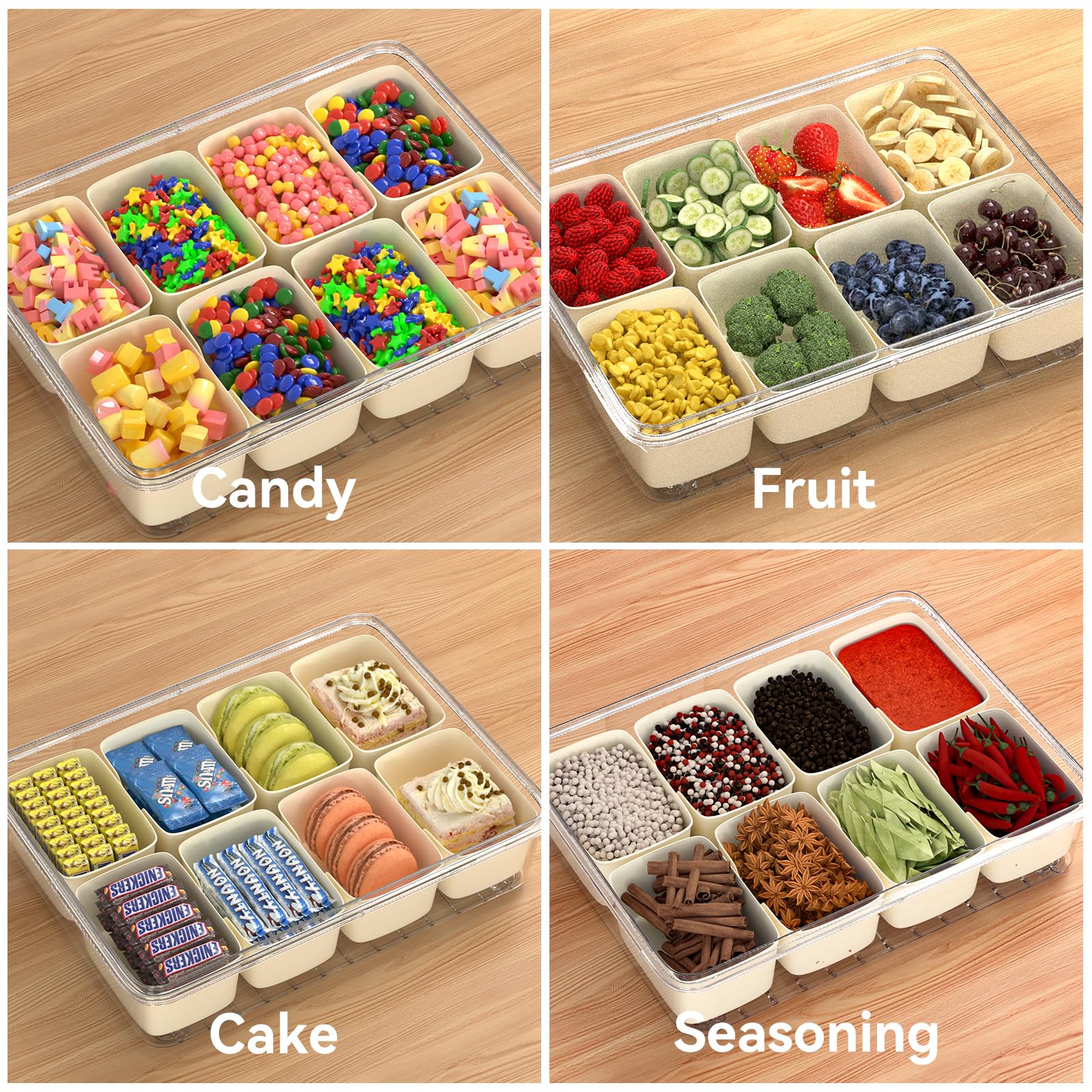 Dimber Snackle Box includes two spoons and eight forks for quick serving.