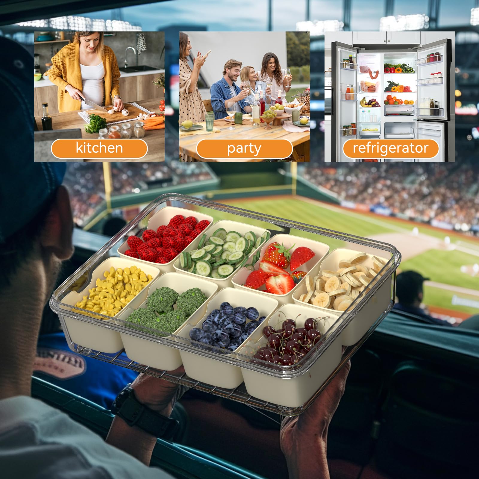 Dimber Snackle Box versatile for sports events, charcuterie, and salads.