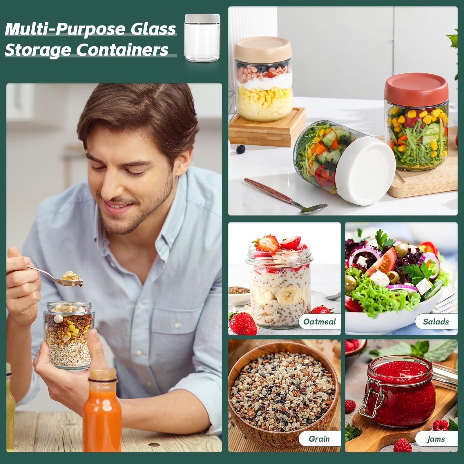 DIMBRAH stackable lid design saves kitchen shelf space.