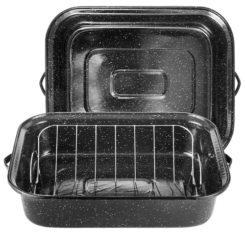 DIMESHY roasting pan with lid ready for oven cooking of big roasts.