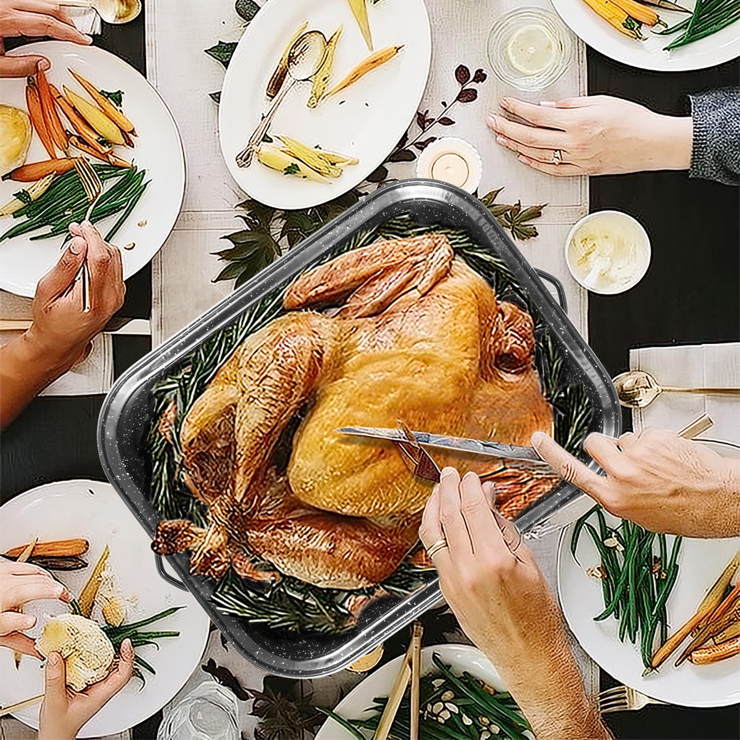 DIMESHY pan with vegetables and meat for a large family feast.