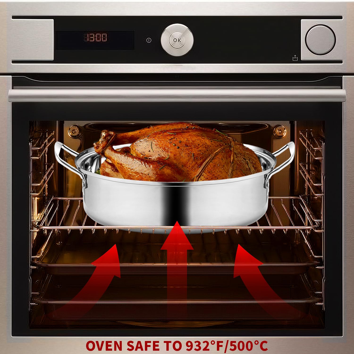 DIMESHY turkey roast in pan showing juicy browning and ample space