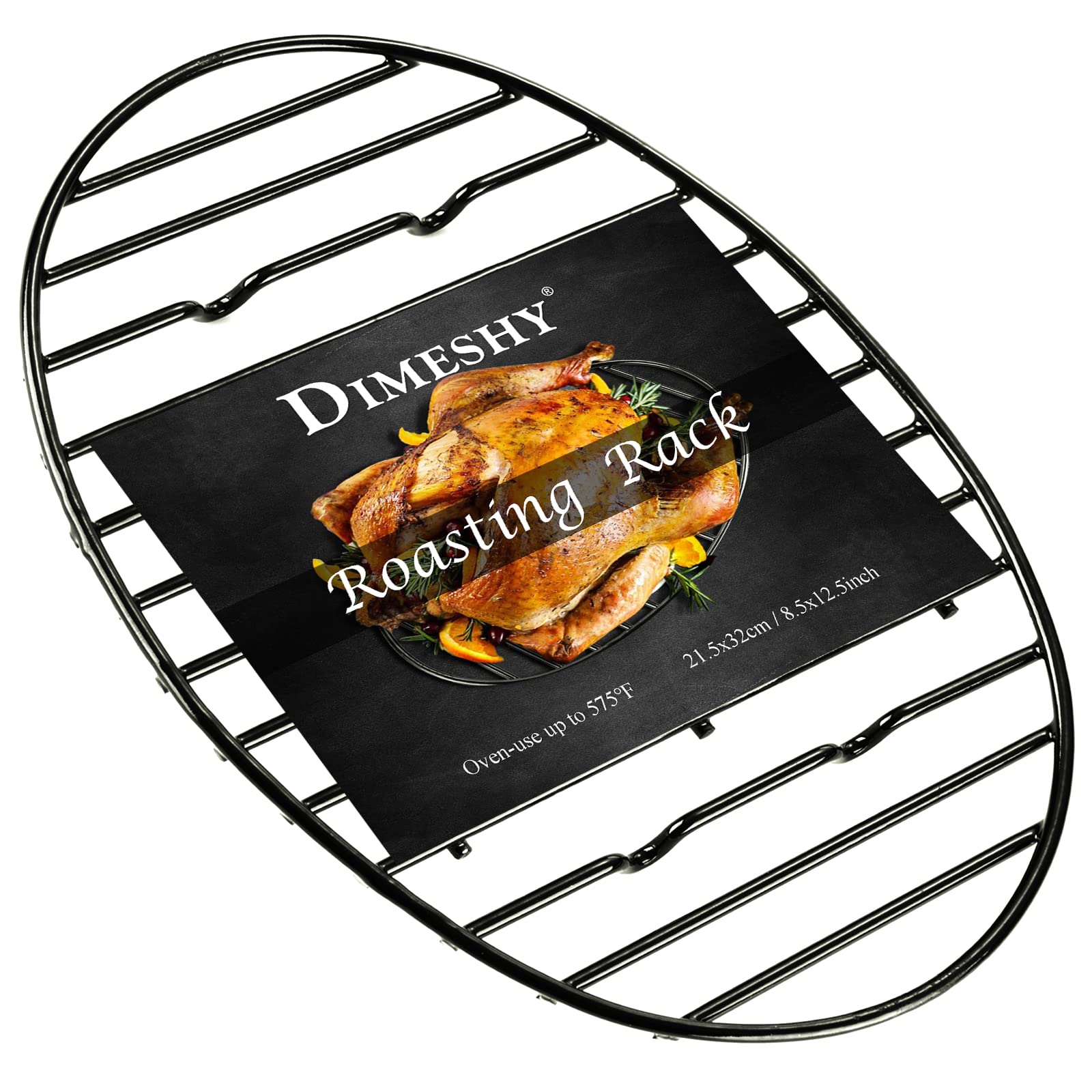 DIMESHY roasting rack with black enamel finish for versatile oven roasting
