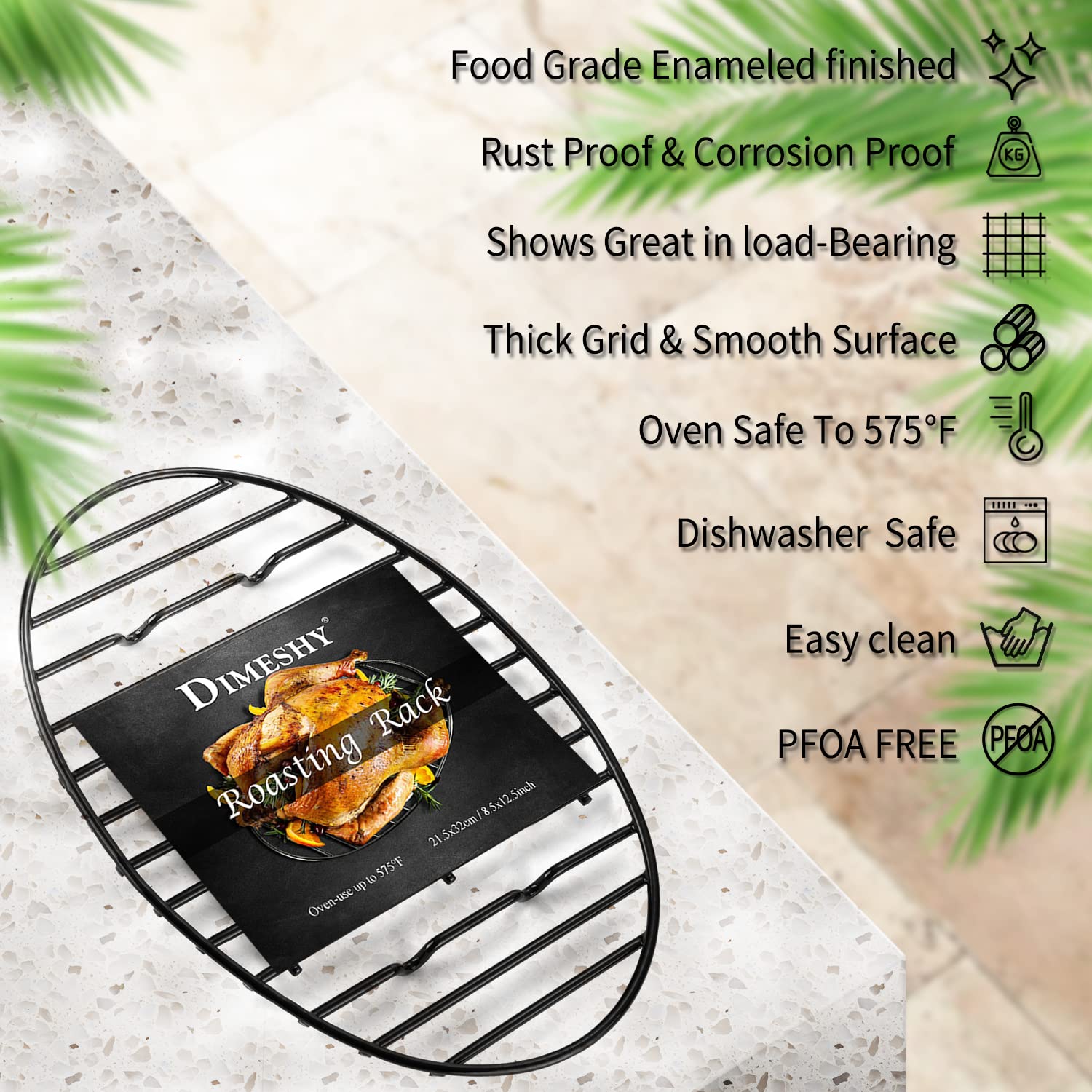 DIMESHY roasting rack is dishwasher safe for quick cleaning