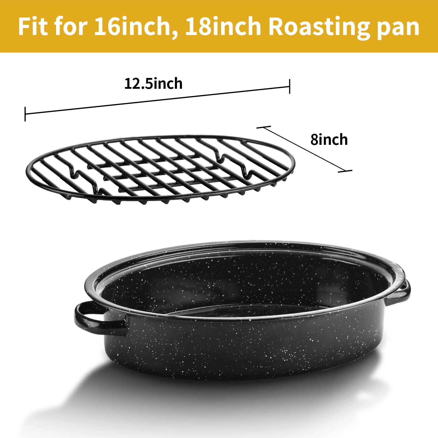 DIMESHY roasting rack with nonstick enamel coating for easy cleanup
