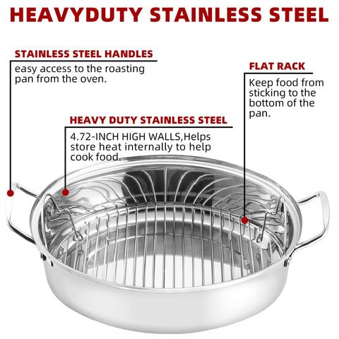 DIMESHY stainless steel pan close-up highlighting polished surface and durability