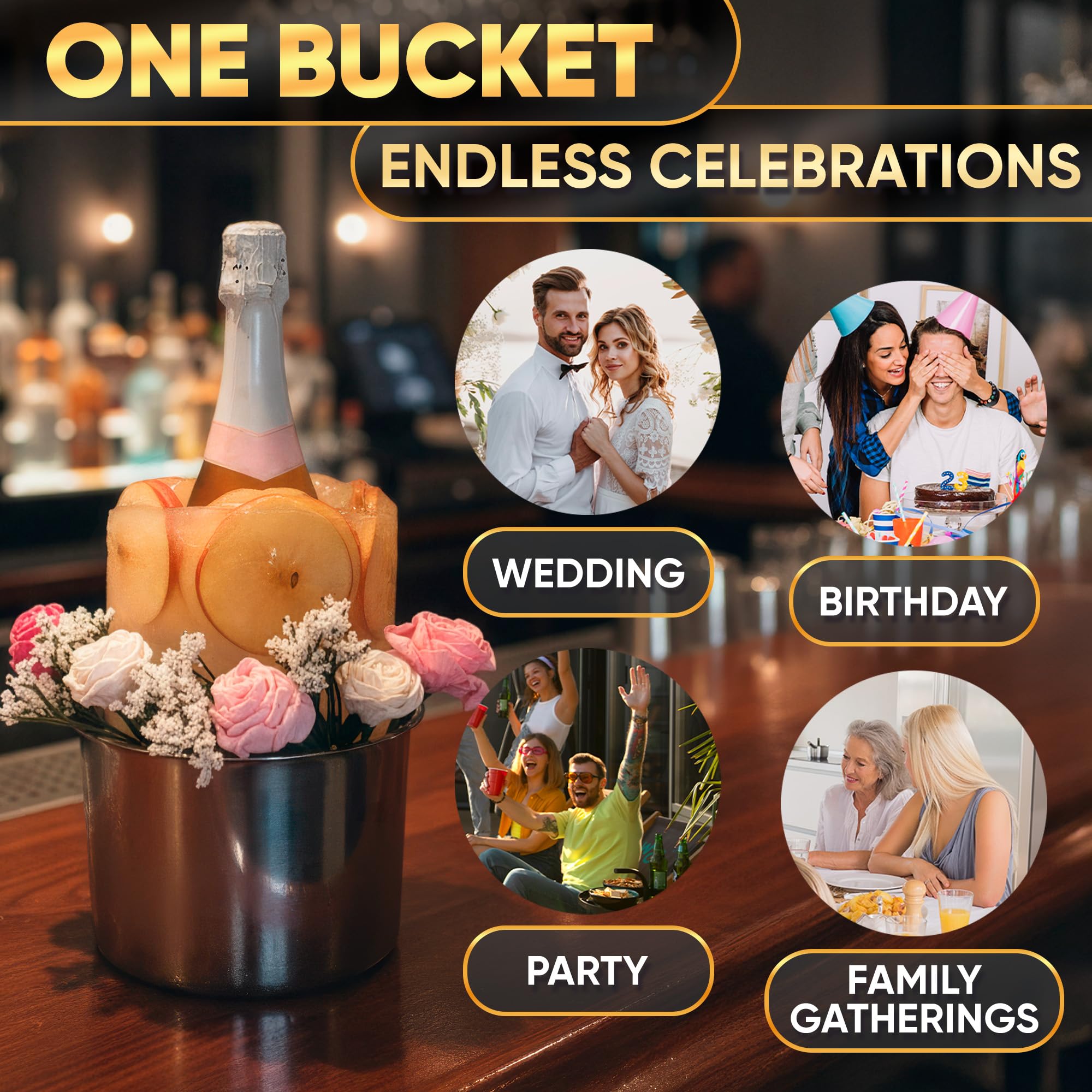 DIMROM party-ice-bucket-cooler keeps drinks cold at gatherings.