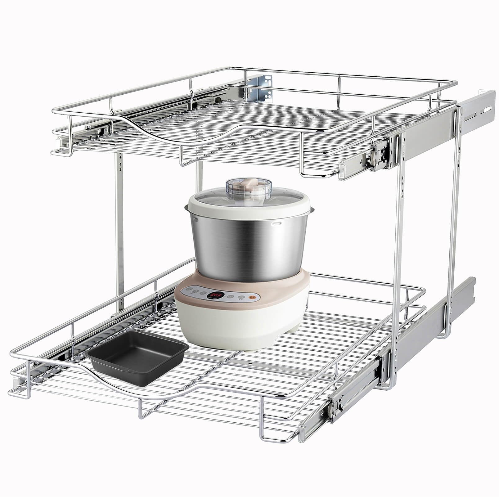 DINDON 2-tier pull-out cabinet organizer top basket for easy reach and decluttering.