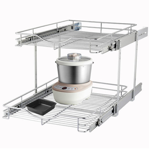DINDON 2-tier pull-out cabinet organizer top basket for easy reach and decluttering.