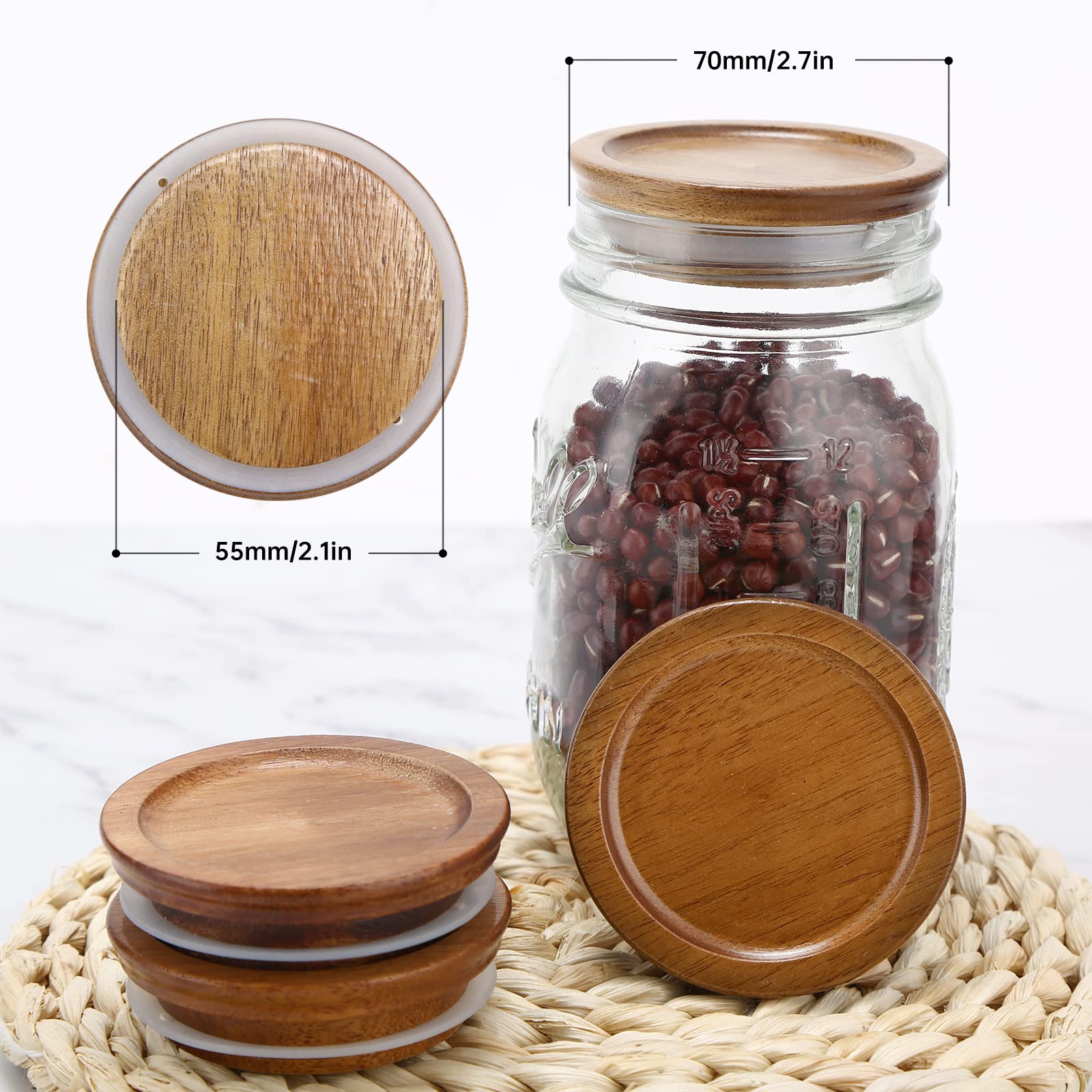 Acacia wood lid by DingCo fits standard jars and adds rustic charm