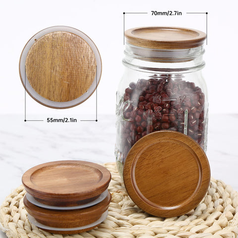 Acacia wood lid by DingCo fits standard jars and adds rustic charm