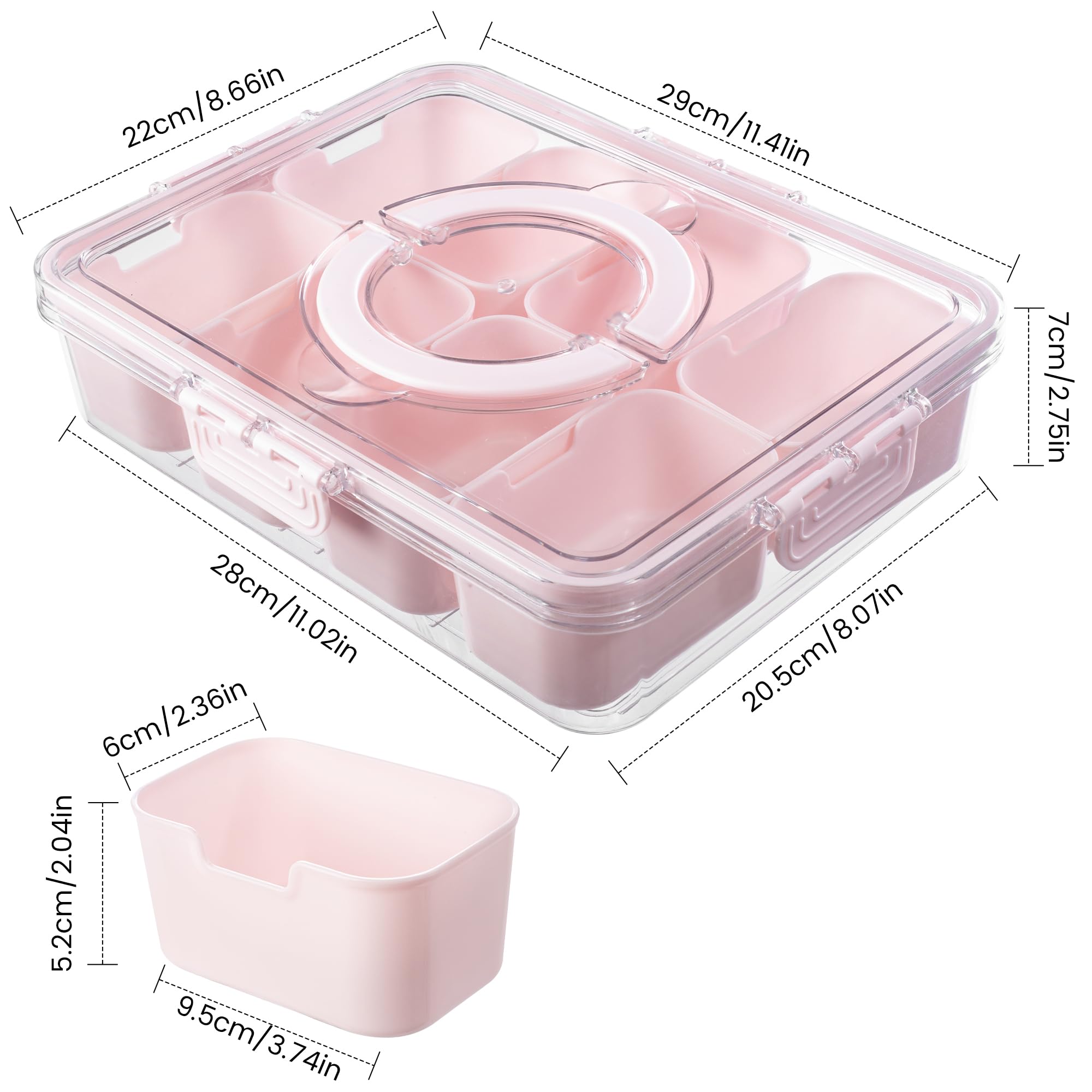 Dingerjar eight removable compartments keep snacks organized and viewable