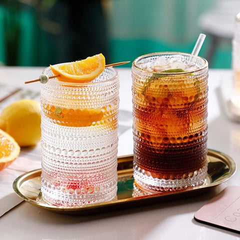 Dingerjar hobnail glasses on dining table for elegant setting