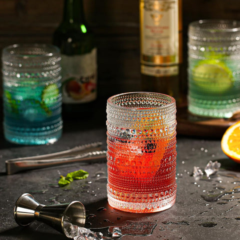 Stacked Dingerjar hobnail glasses showing classic silhouette