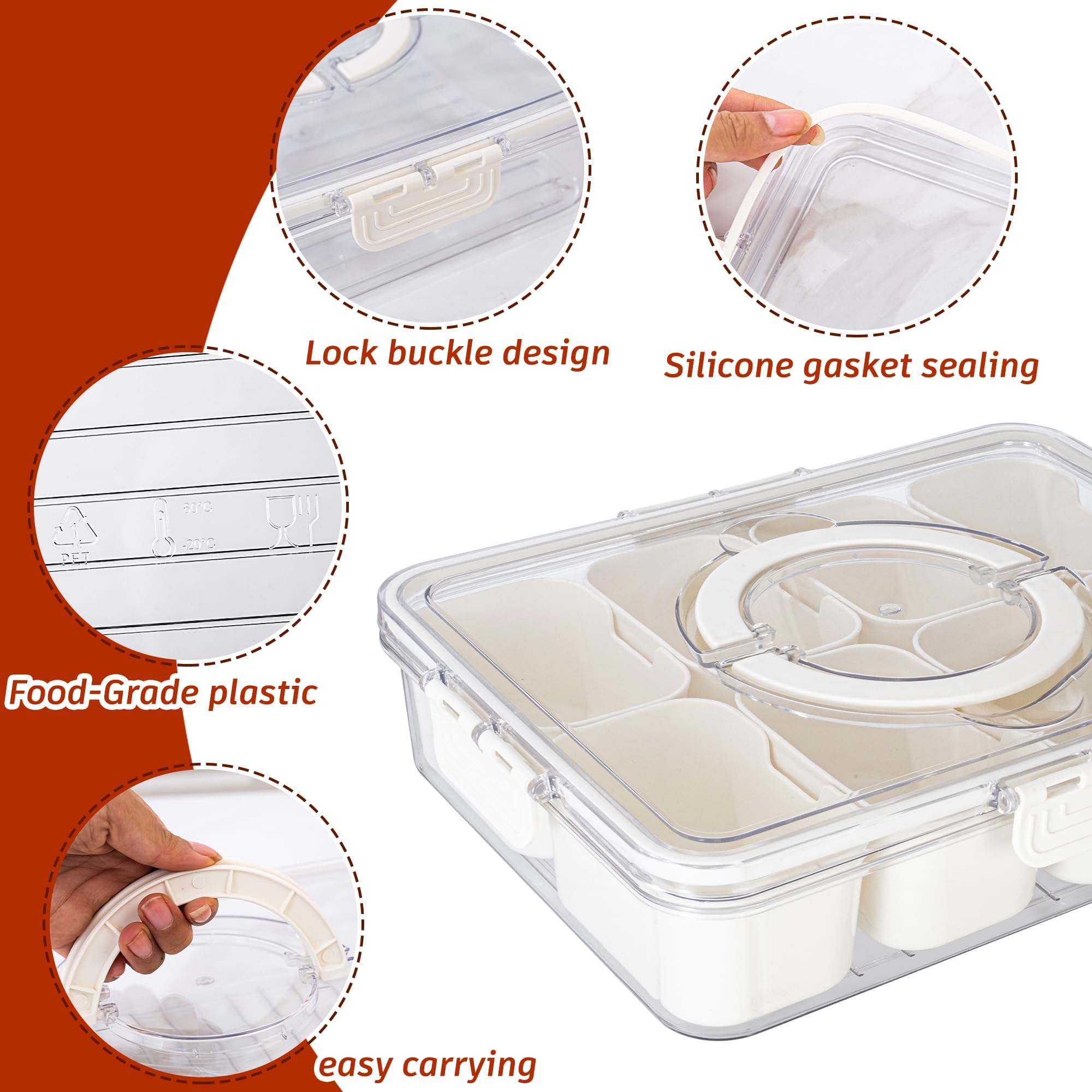 Dingerjar party and picnic box supports portable snacking with lid closure.