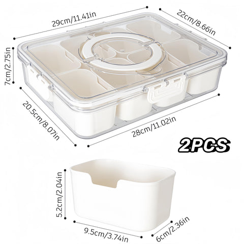 Dingerjar portable snack platter clear organizer keeps fruits and nuts neatly viewable on the go.