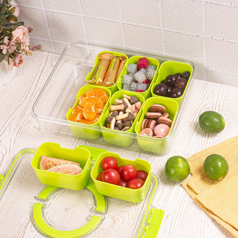 Dingerjar snackle-box portable snack container shows compact design for on-the-go snacks.