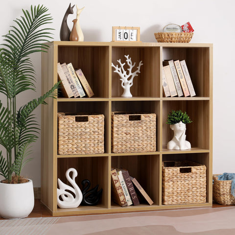 DINGTAI water hyacinth folding cube basket on shelf with built-in handles