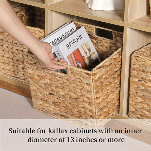 DINGTAI folding cube basket showing rustic texture on a pantry shelf