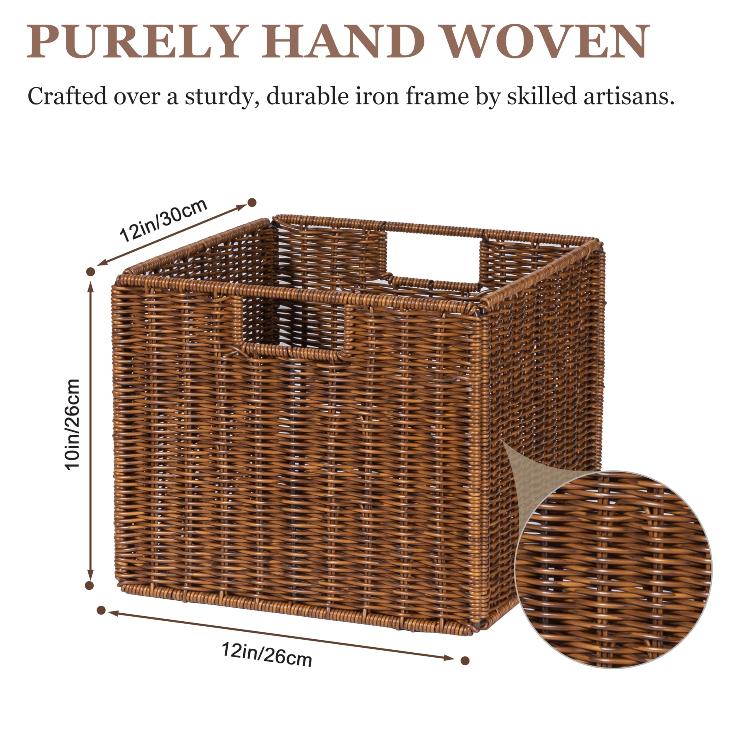 DINGTAI wicker basket folded flat for compact storage when not in use.