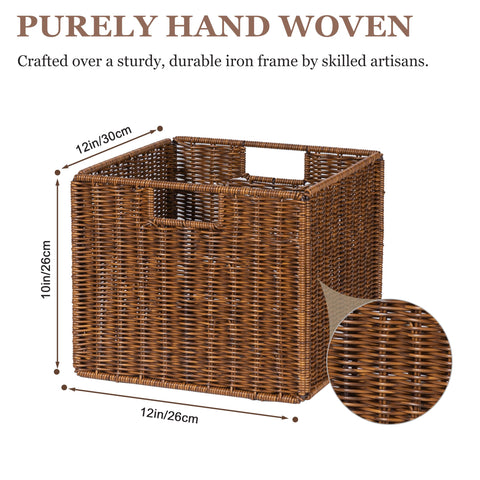 DINGTAI wicker basket folded flat for compact storage when not in use.