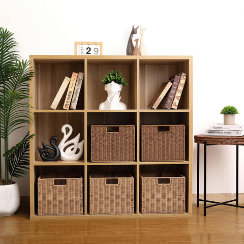 DINGTAI wicker basket placed on a shelf, versatile home storage solution.