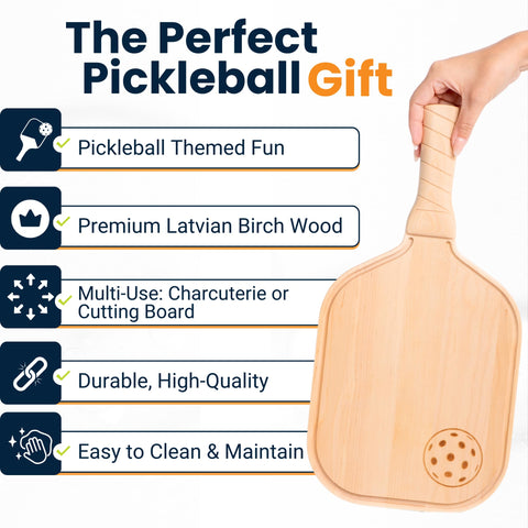 DinkCraft pickleball charcuterie board mineral oil finish protects wood and keeps it food-safe