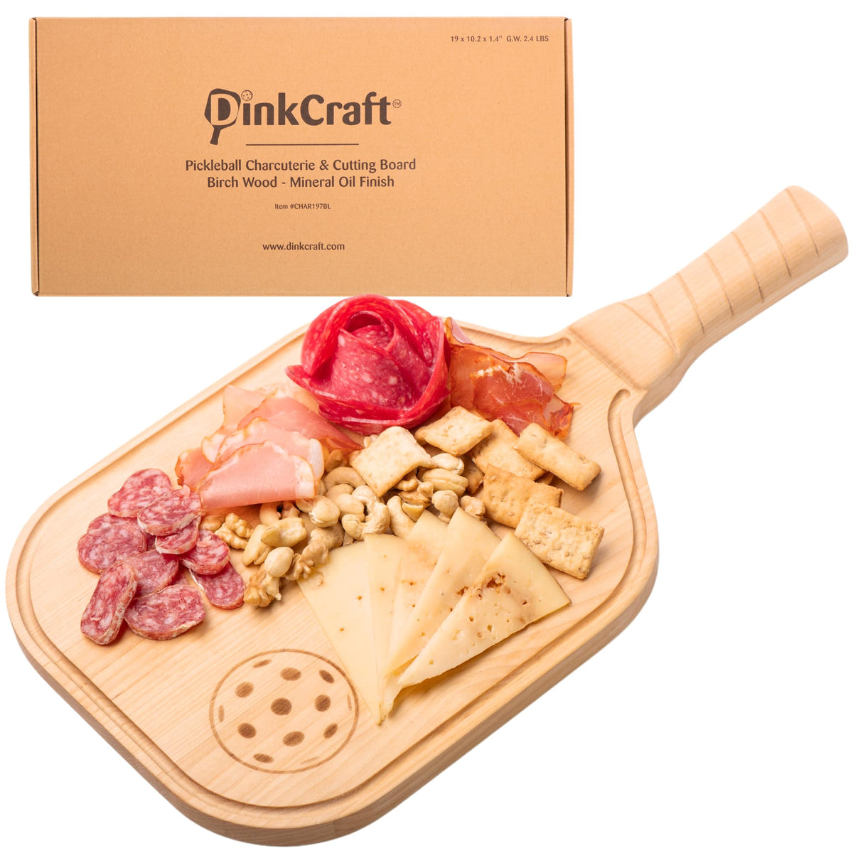 DinkCraft pickleball charcuterie board paddle shape for stylish serving at gatherings