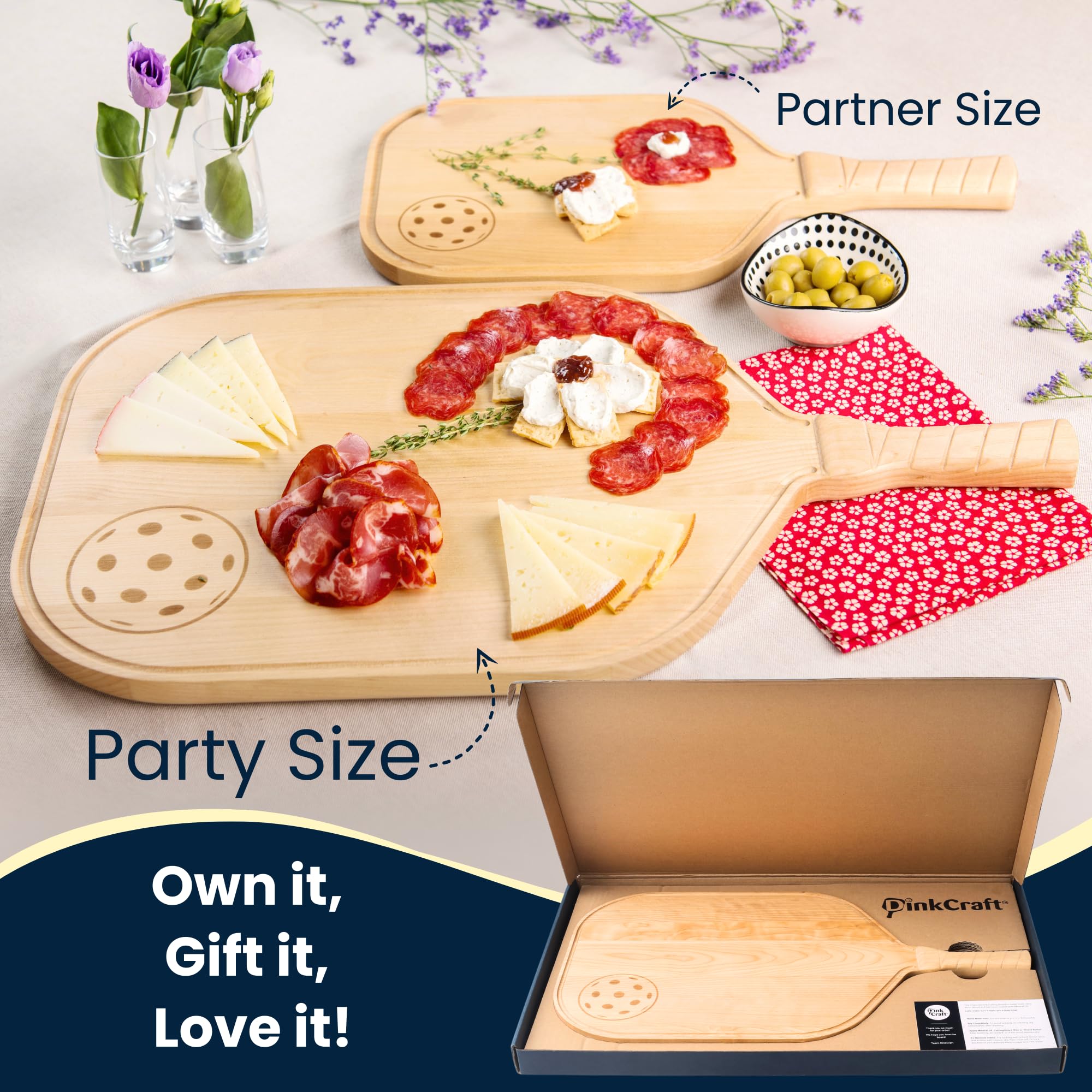 DinkCraft pickleball charcuterie board gift-ready packaging for gifting