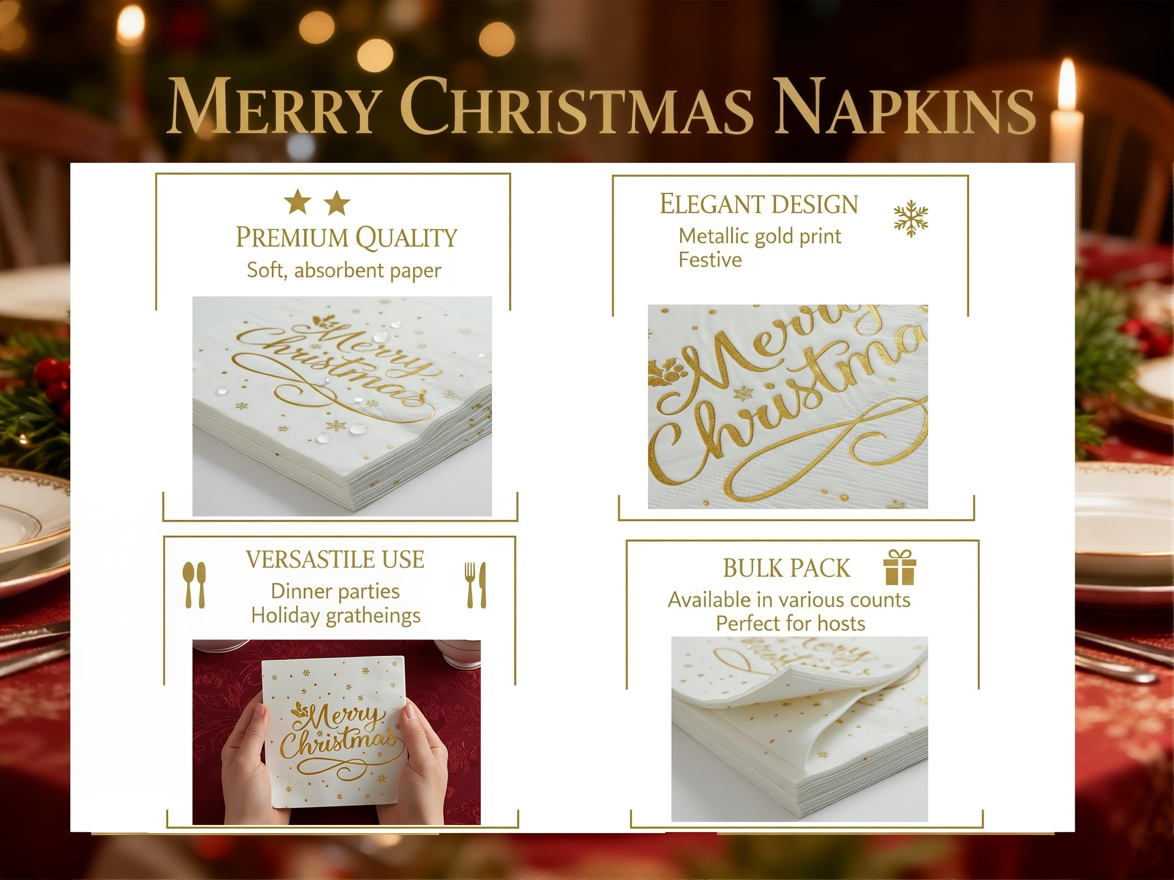 Dinokowa 2-ply napkins feel soft and luxurious for holiday meals.