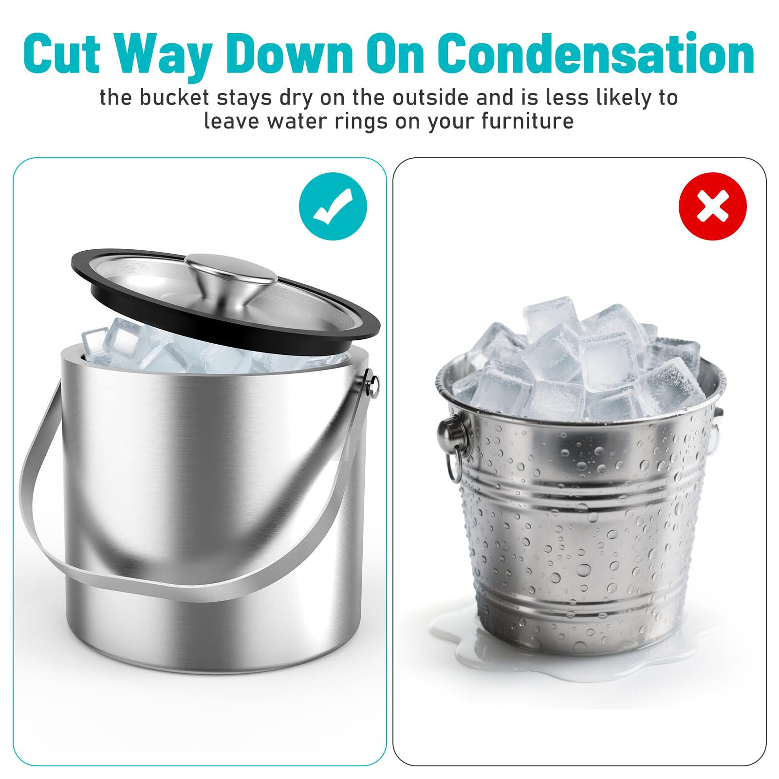 Ice bucket with scoop and tongs for easy serving