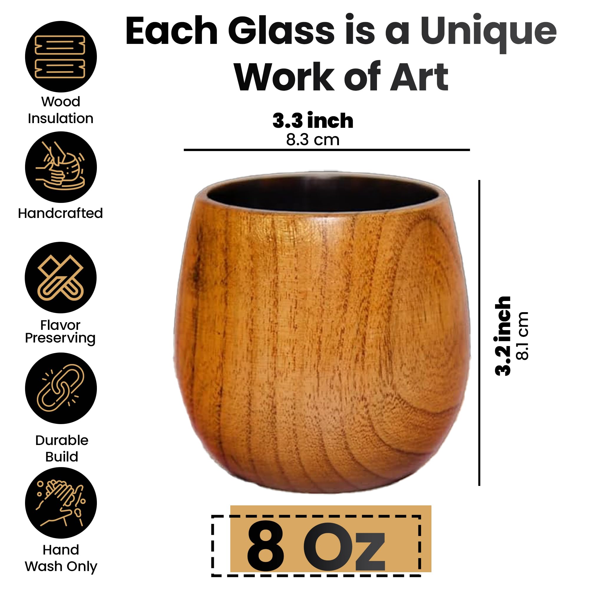 Diosdio jujube wood bourbon glass shows natural grain for daily use.