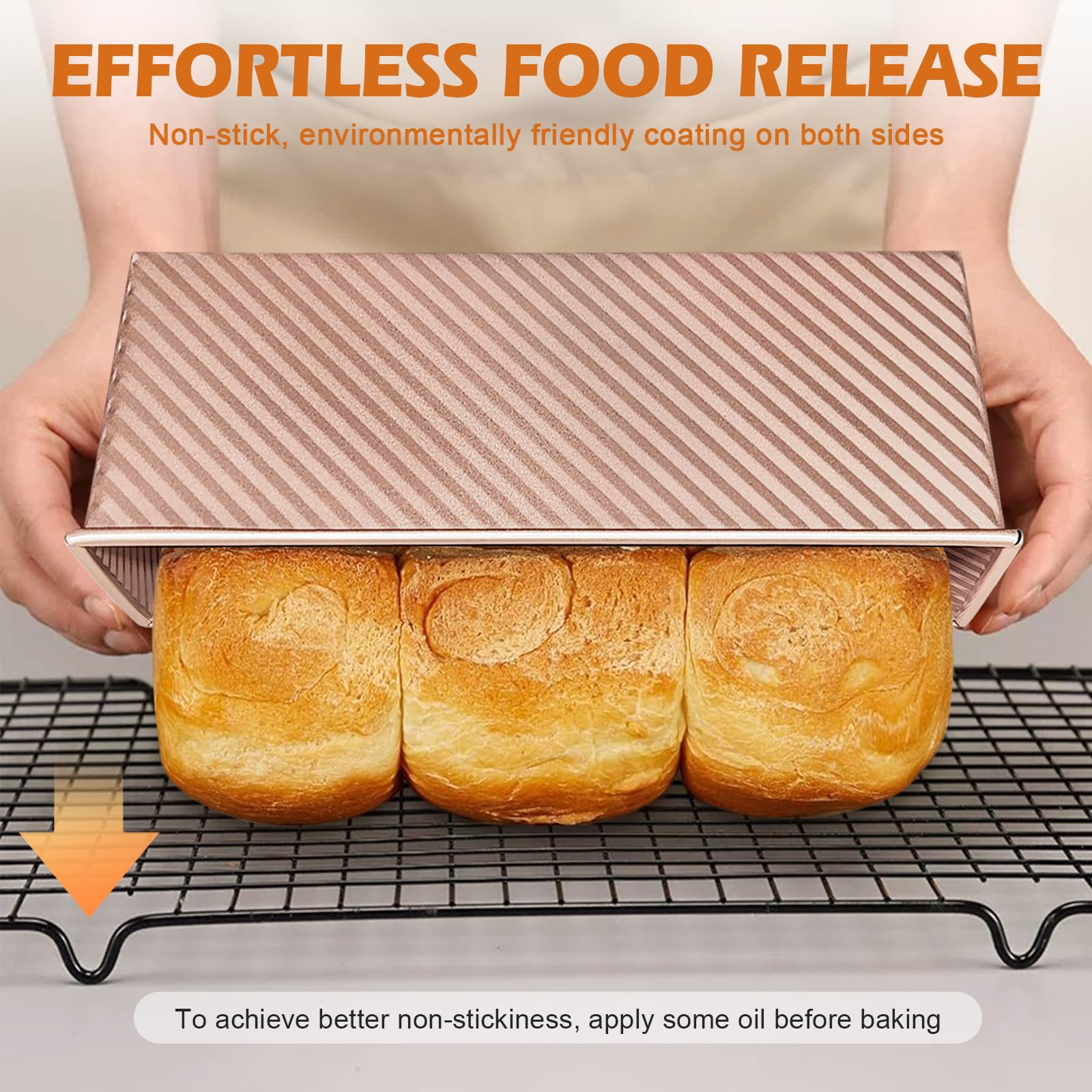 Dipanist loaf pan set with lids, non-stick surface supports easy cleanup.