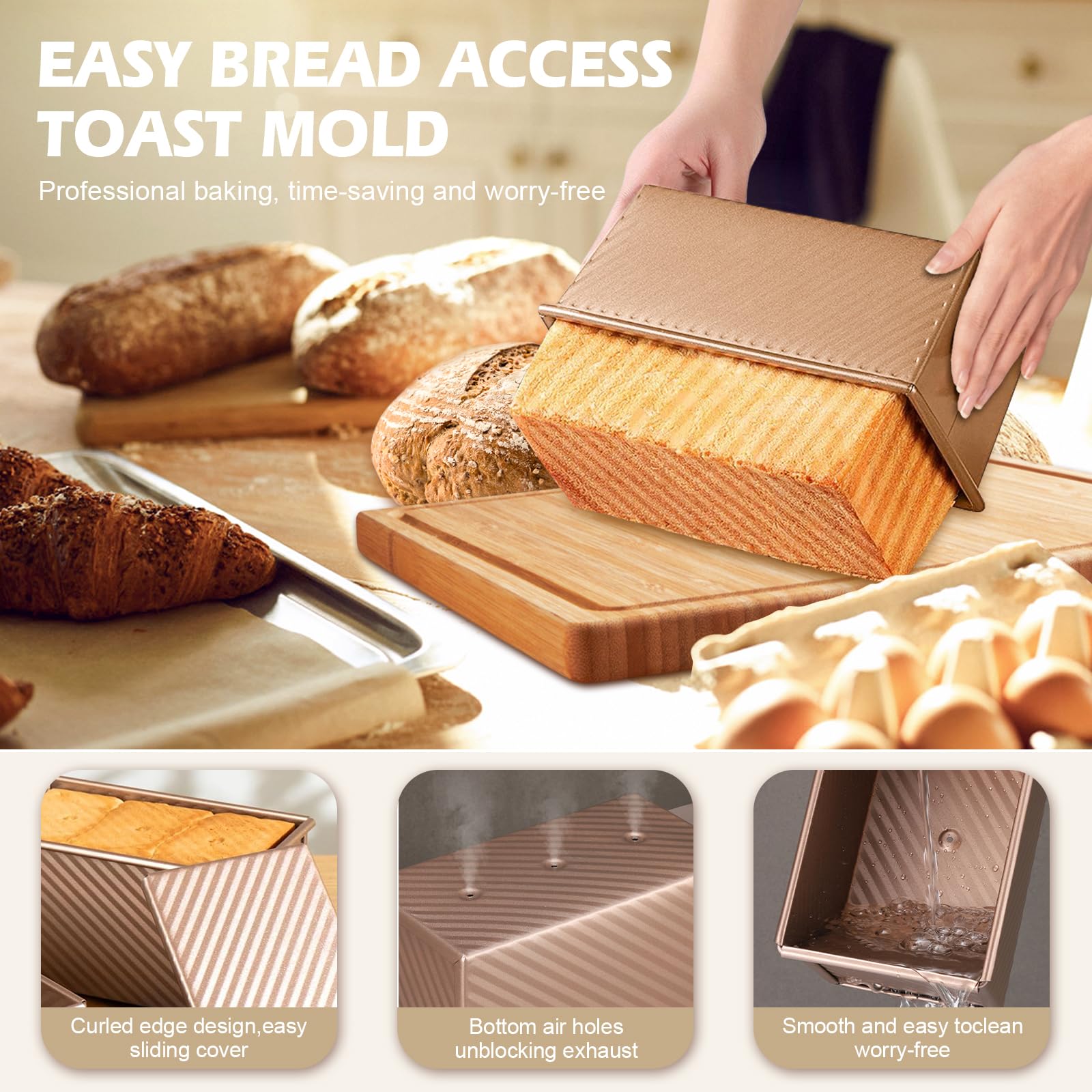 Dipanist pullman loaf pan with tools, bonus spatula and scrapers included.