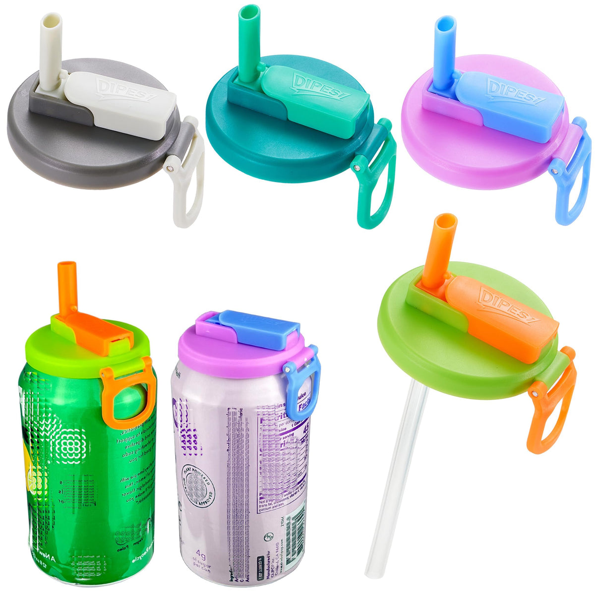 DIPESI four-color soda can lids on cans, color coded for easy labeling