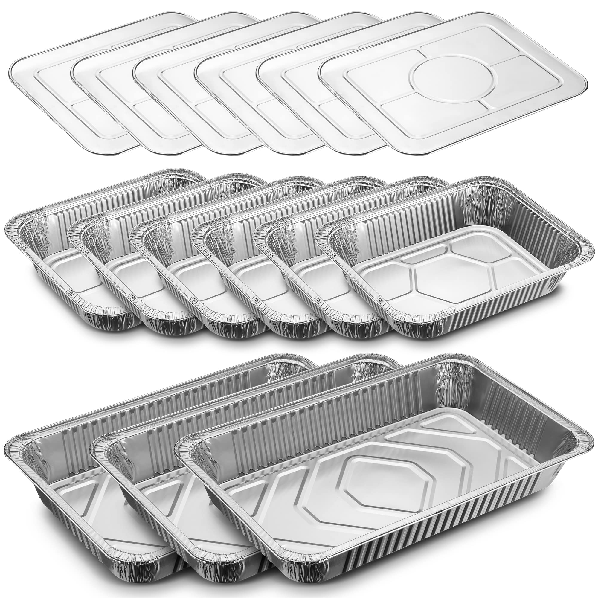 Diplastible six half-size pans ideal for varied entrees.