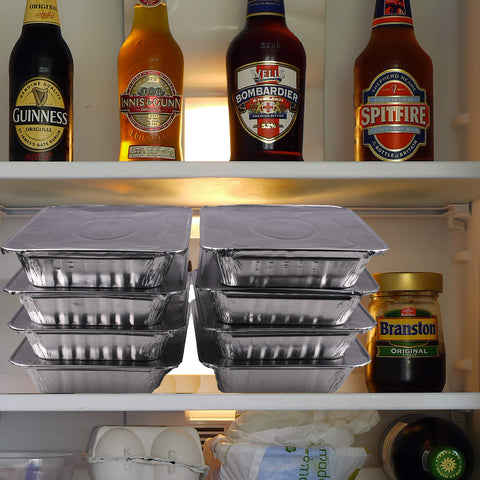 Diplastible pans stacked neatly to save space in storage