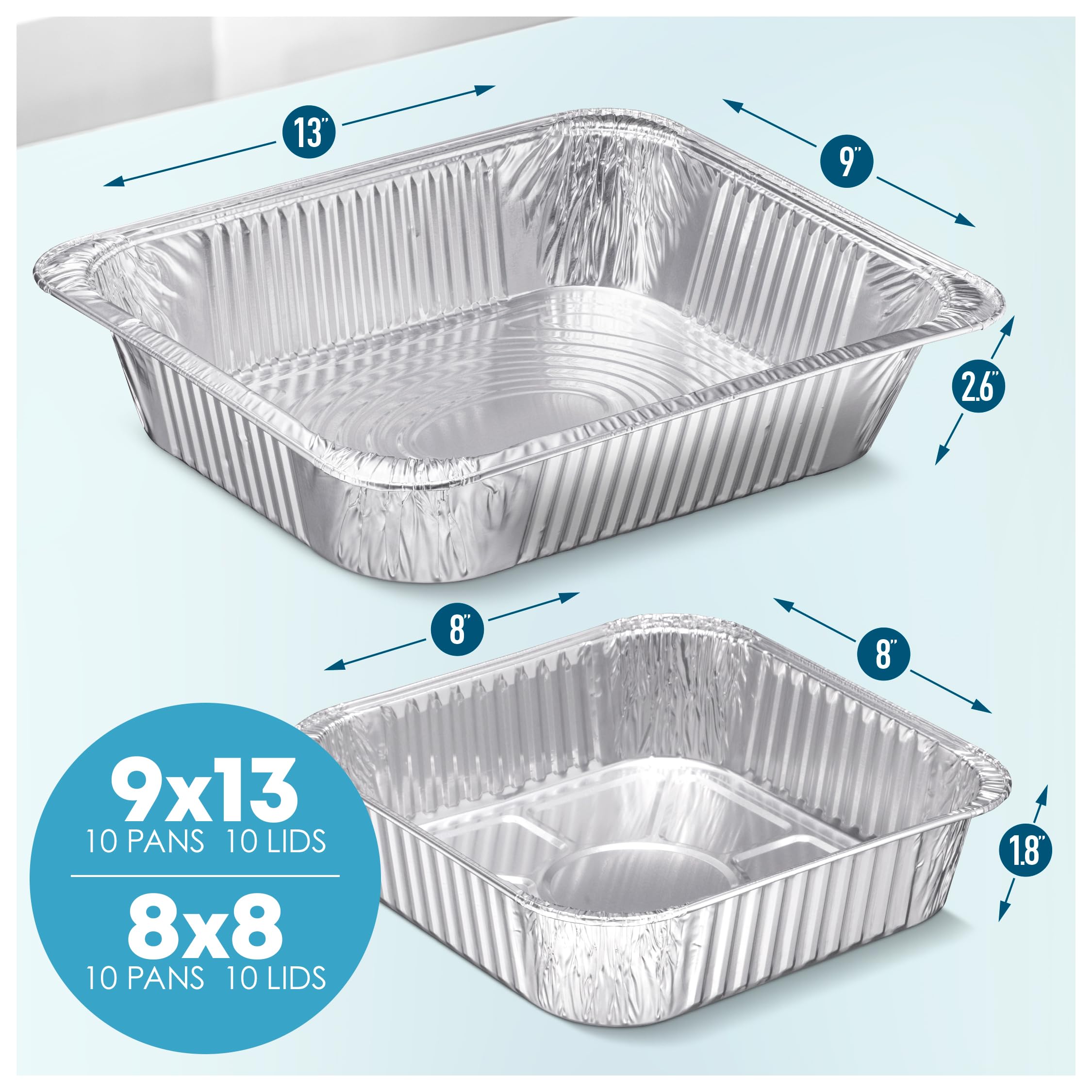 Dipplastible disposable aluminum pans set highlighting durability and leakproof performance.