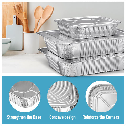 Dipplastible oven-safe meal prep pan suitable for lasagna, casseroles, and leftovers.