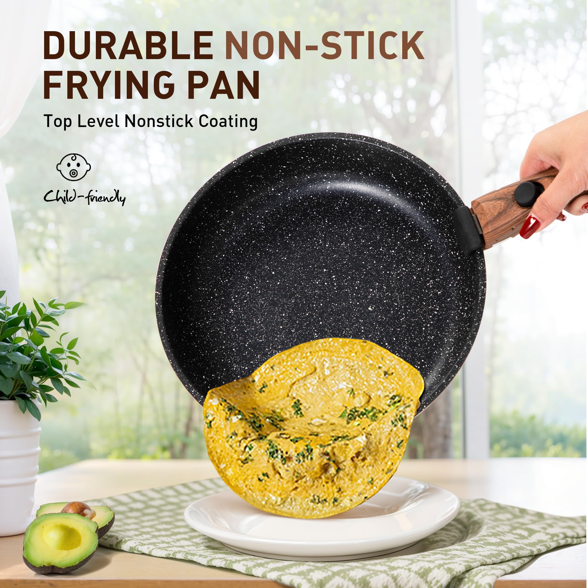 DishDelight 10-inch fry pan on induction stove for versatile cooking.