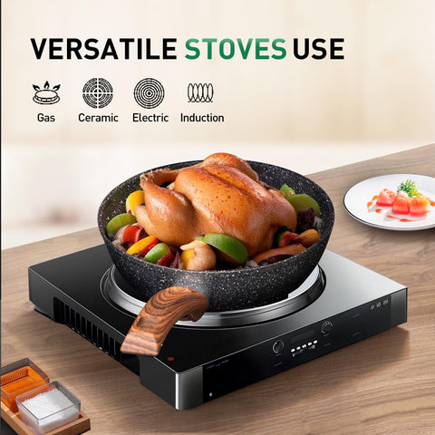 DishDelight 11-inch fry pan with lid for versatile meals.