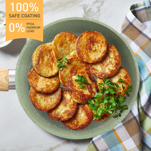 DishDelight deep fry pan with lid for browning and controlled simmering