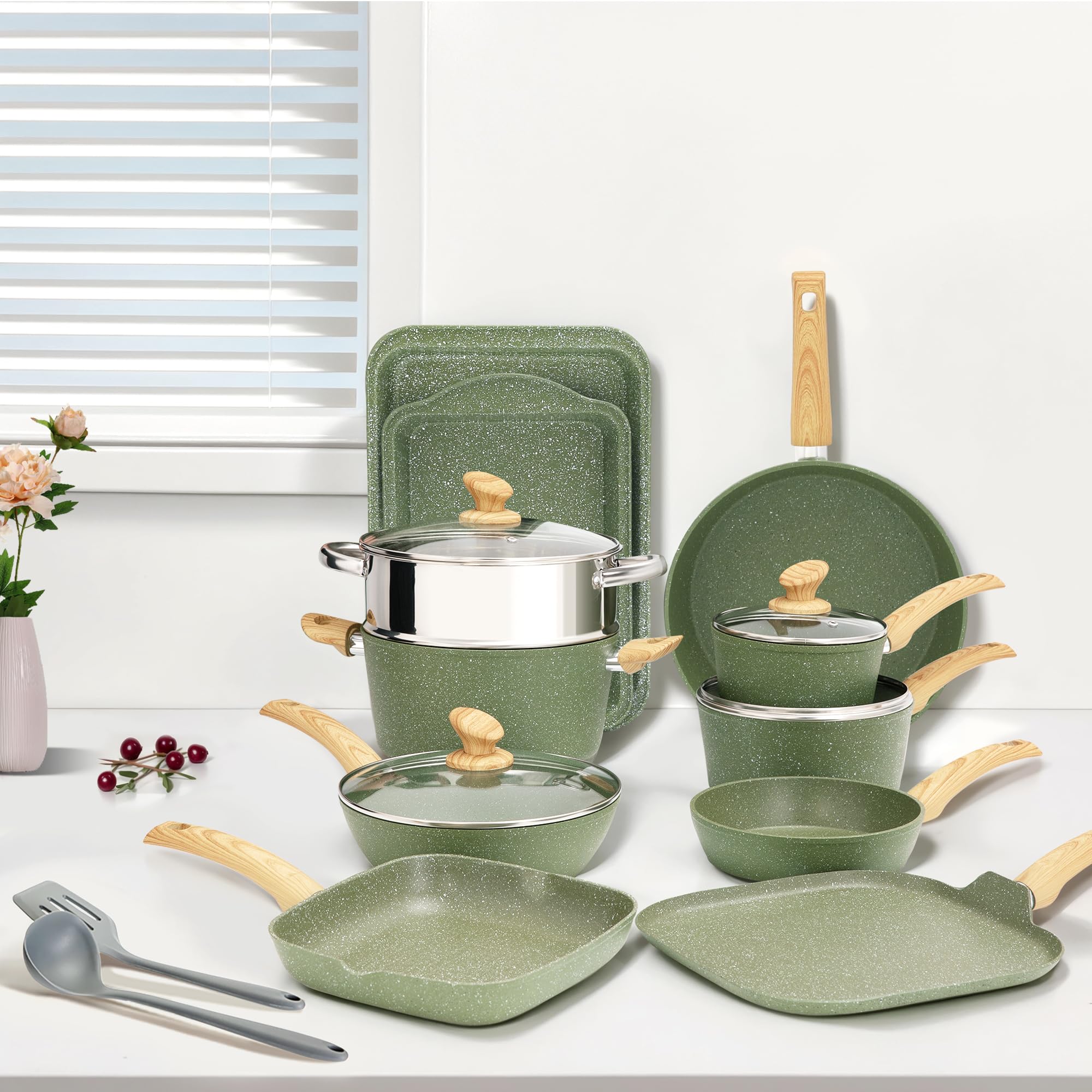 DishDelight silicone utensils included, protects nonstick surface during cooking