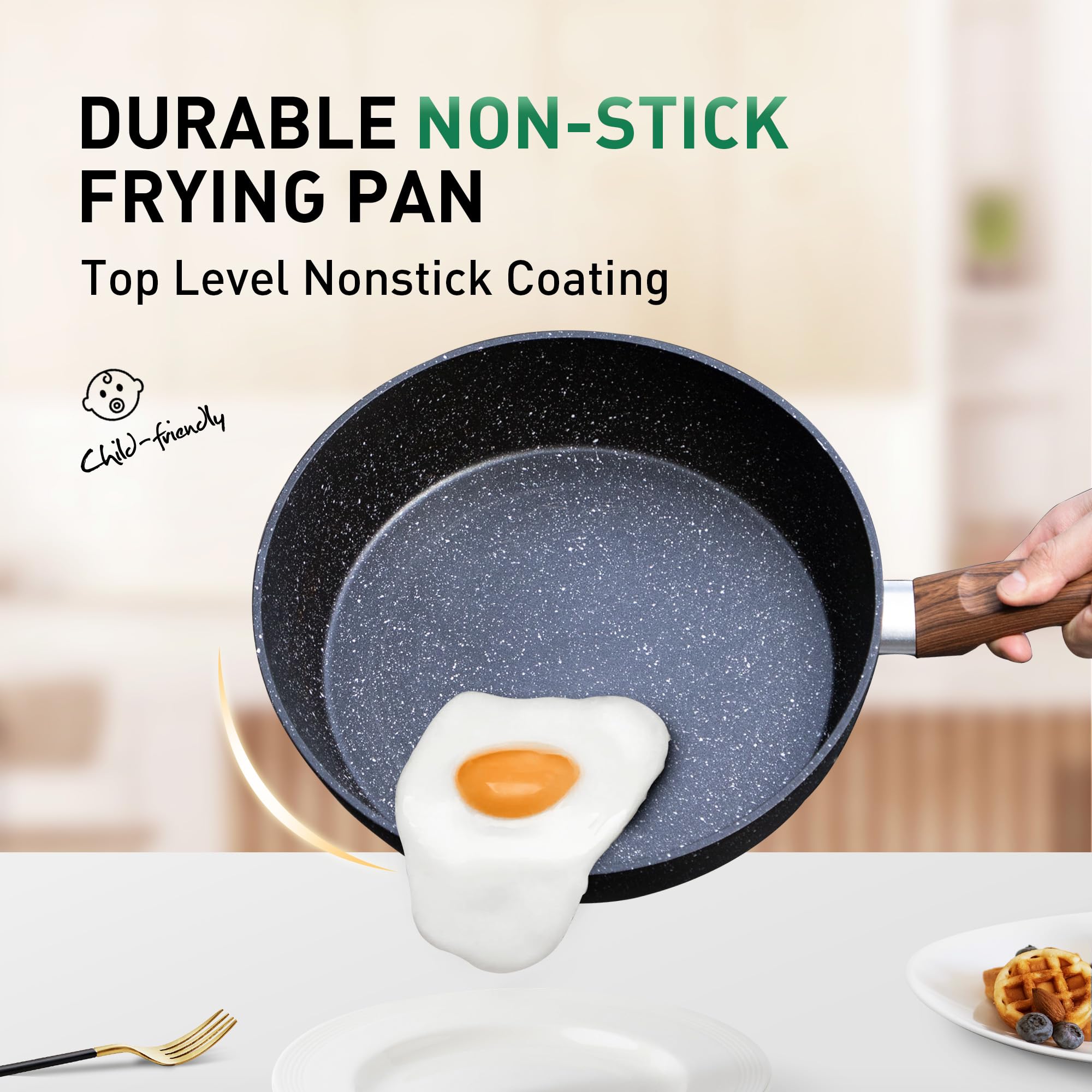 DishDelight nonstick granite surface pans for effortless cleanup and daily use.