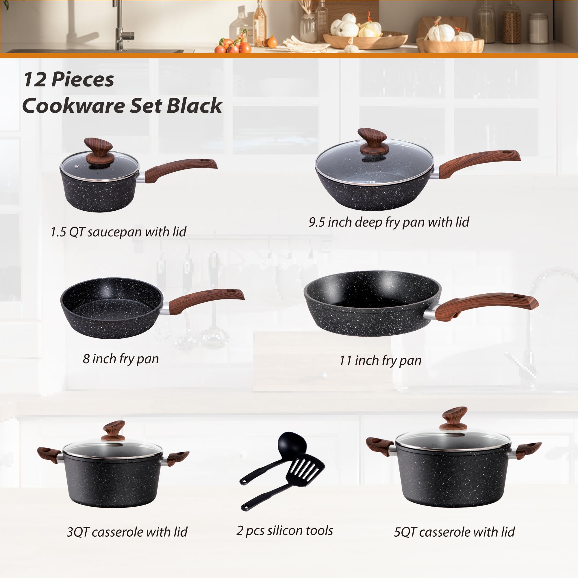 DishDelight silicone utensils set for convenient stirring and serving.