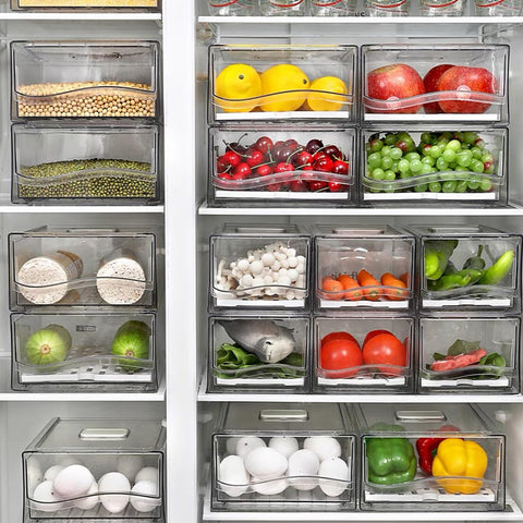 Diskary fridge bin with drainage design drains excess moisture.